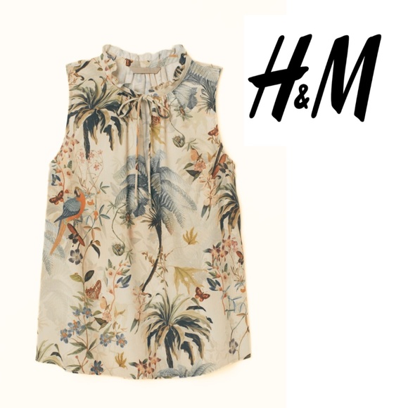 H&M Floral Chiffon Sleeveless Blouse Size 6 - Picture 1 of 5